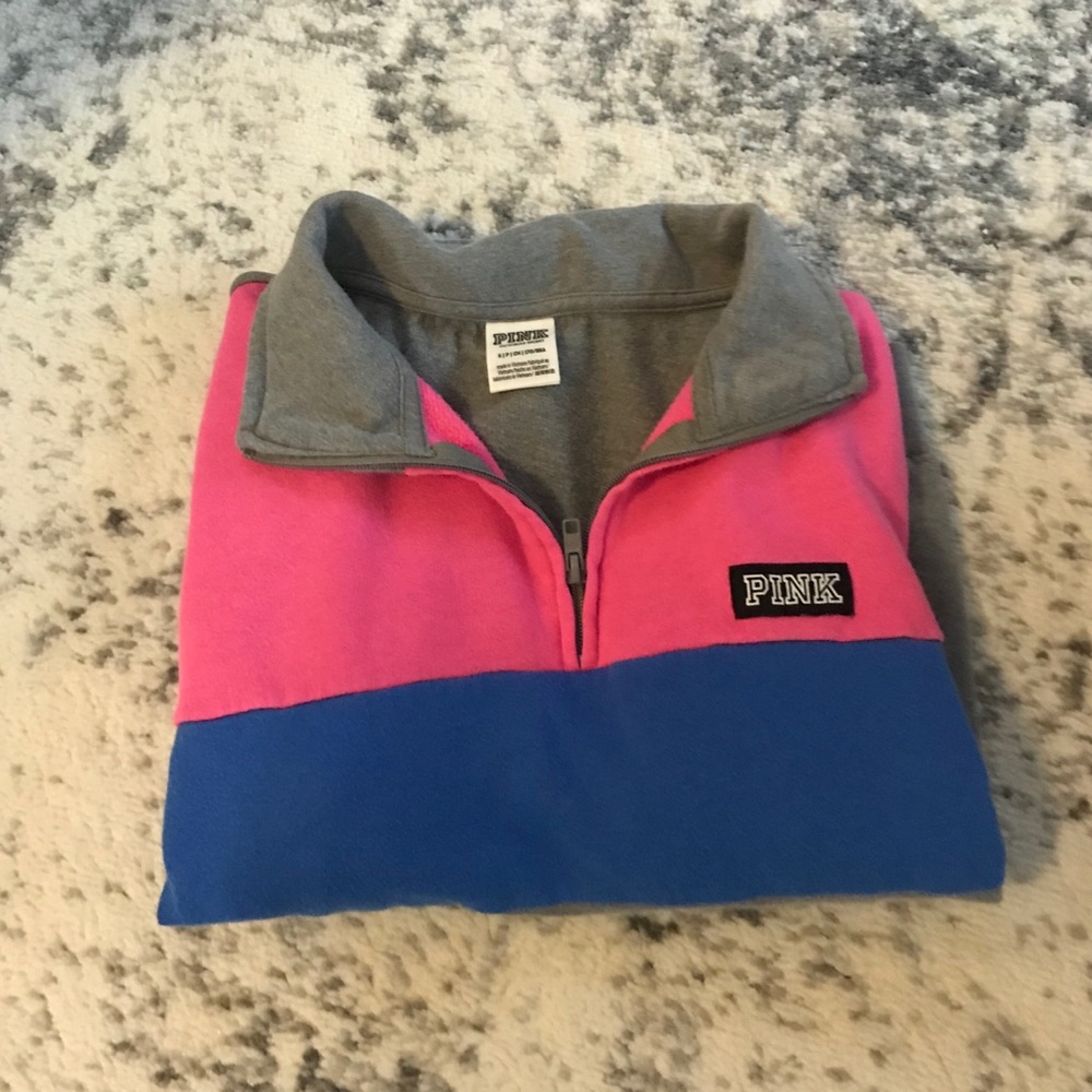 PINK VS color block quarter zip